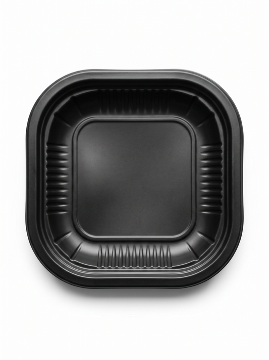 THERMOSEALABLE SQUARE PLATE IN BLACK PP MM 180X180 H 38 G 11