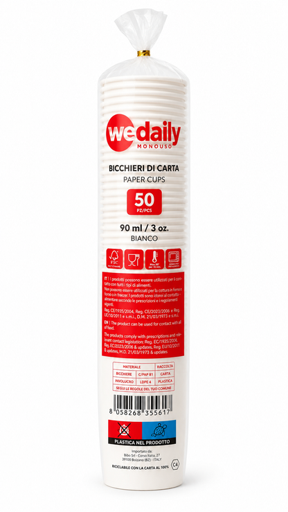 BICCHIERI 3OZ BIANCO 90ML. IN CARTA