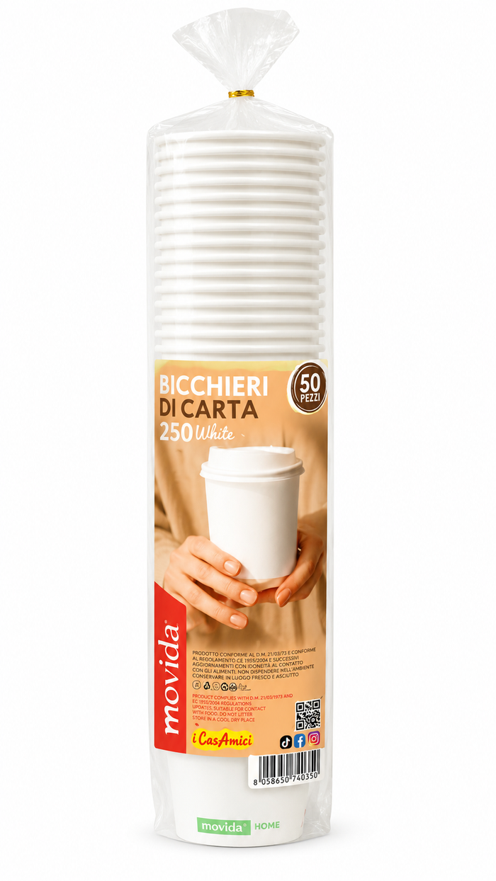 BICCHIERI 8OZ BIANCO 250ML. IN CARTA
