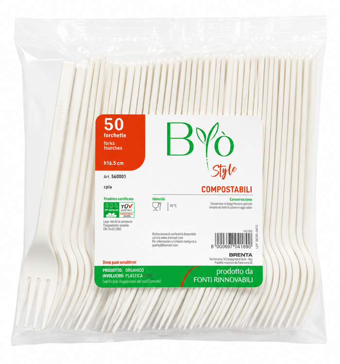 Forchette Compostabili in CPLA 16,5 cm – 50 Pezzi | BIO Style