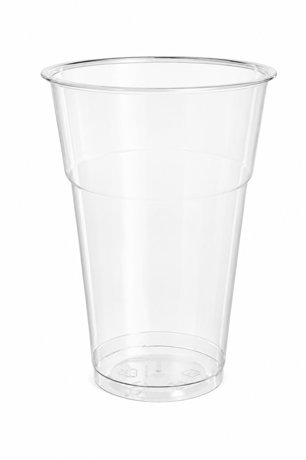 Bicchiere monouso trasparente in R-PET Aristea da 500 cc con tacca certificata a 400 ml (0,4L). Ideale per birra alla spina, eventi, sagre, pub e feste. Materiale riciclabile e resistente.