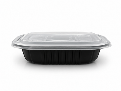 PIATTO QUADRATO NERO CM18X18X3,8H CON COPERCCHIO PER IL TAKE AWAY 50PZ + 50pz