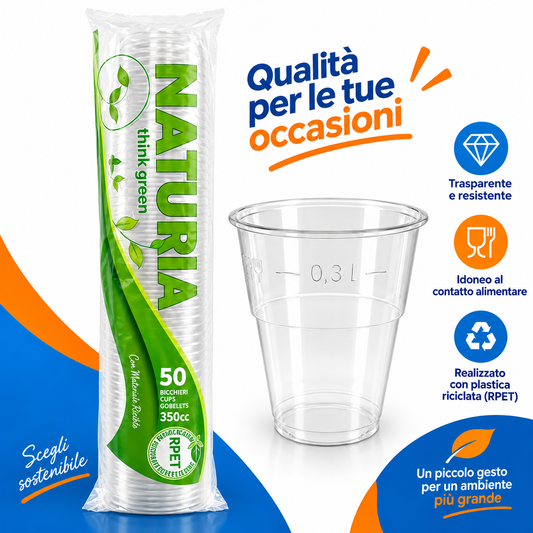 BICCHIERI R-PET TRASP. 350CC PZ50 ARISTEA NATURIA
