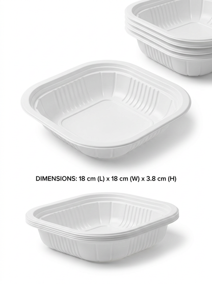 PP WHITE SQUARE HEAT-SEALABLE TRAY MM 180X180 H 38 G 11