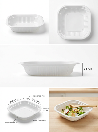 PP WHITE SQUARE HEAT-SEALABLE TRAY MM 180X180 H 38 G 11