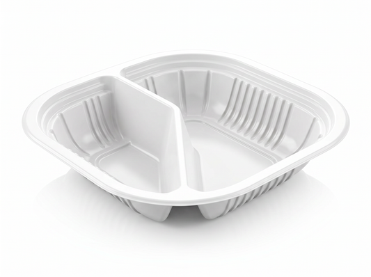 PIATTO QUADRATO BISCOMPARTO TERMOSALDABILE IN PP BIANCO MM 180X180 H 38 G 14