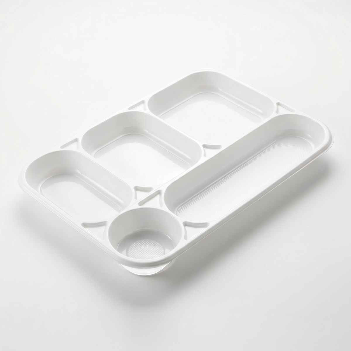 DISPOSABLE TRAY 5 COMPARTMENTS IN WHITE PS MM238X354 H30 G 34