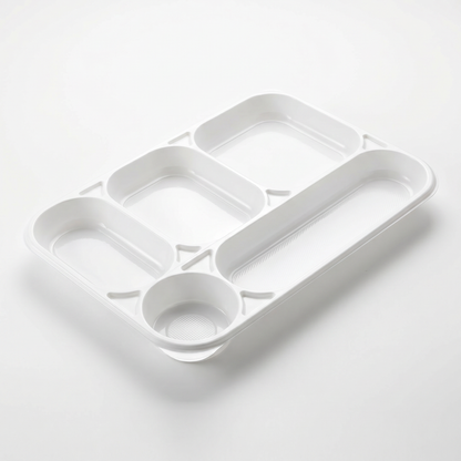 DISPOSABLE TRAY 5 COMPARTMENTS IN WHITE PS MM238X354 H30 G 34