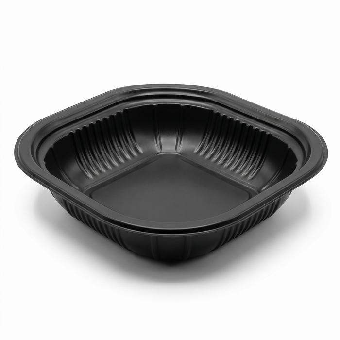 PIATTO QUADRATO TERMOSALDABILE IN PP NERO MM 180X180 H 38 G 11