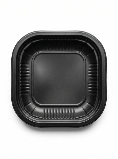 THERMOSEALABLE SQUARE PLATE IN BLACK PP MM 180X180 H 38 G 11