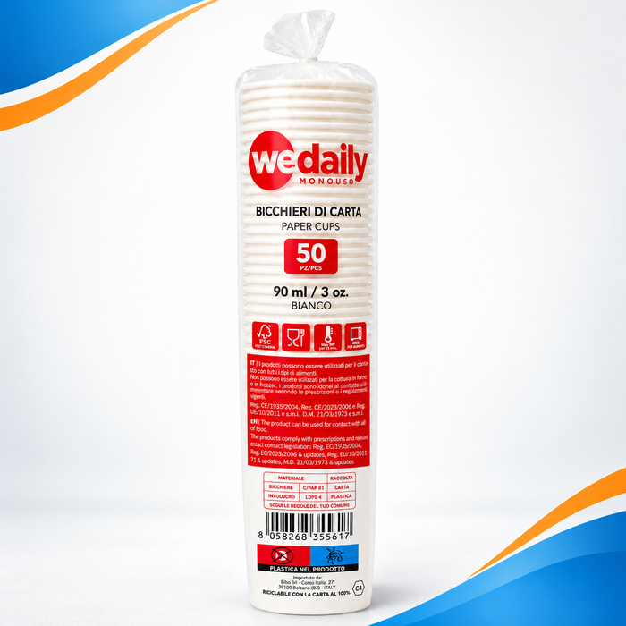 BICCHIERI 3OZ BIANCO 90ML. IN CARTA